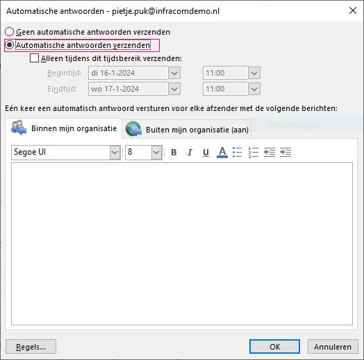 Automatisch antwoord verzenden