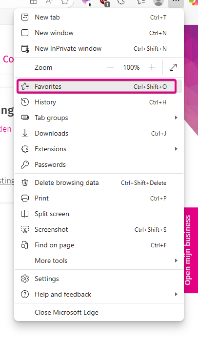 Import 1 open favorieten Import 1 open favorieten