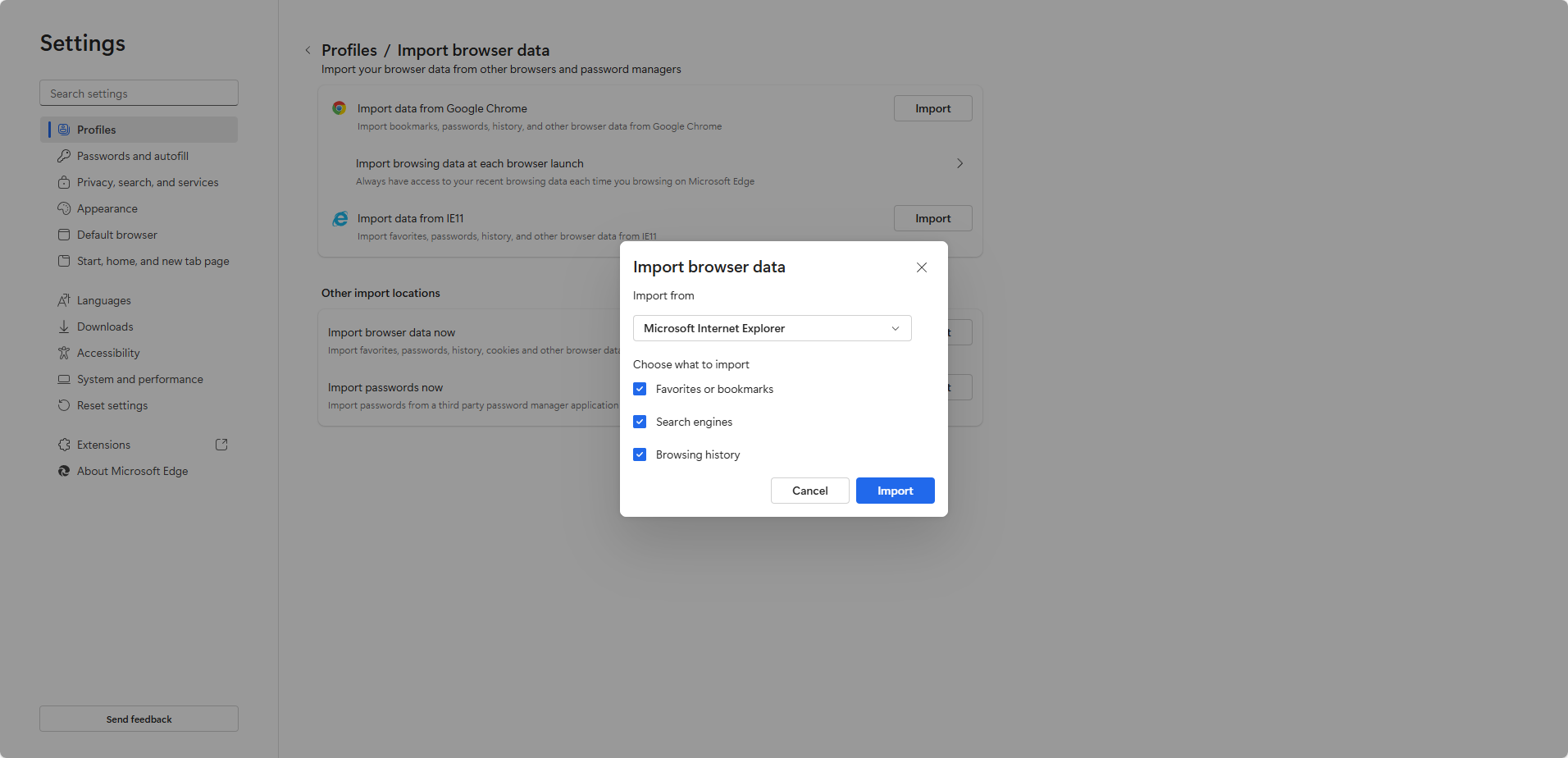 Import 4 browser data Import 4 browser data
